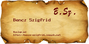 Bencz Szigfrid névjegykártya